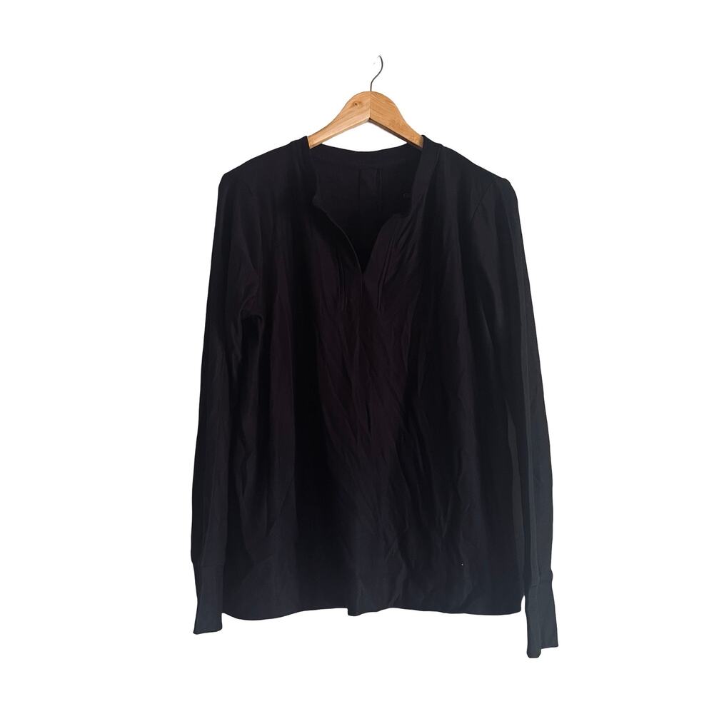 A618087 CUDDL DUDS Cozy Jersey Fleece Split-V Pullover Black M